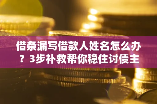 武汉借条漏写借款人姓名怎么办？3步补救帮你稳住讨债主动权
